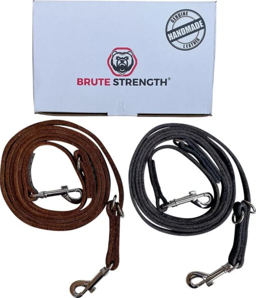 Multifunctionele Hondenriem - 220cm - Bruin - Leren Hondenriem - 100% Volnerfleer - Hondenriem Leer - Leiband Hond -Dierenwinkel