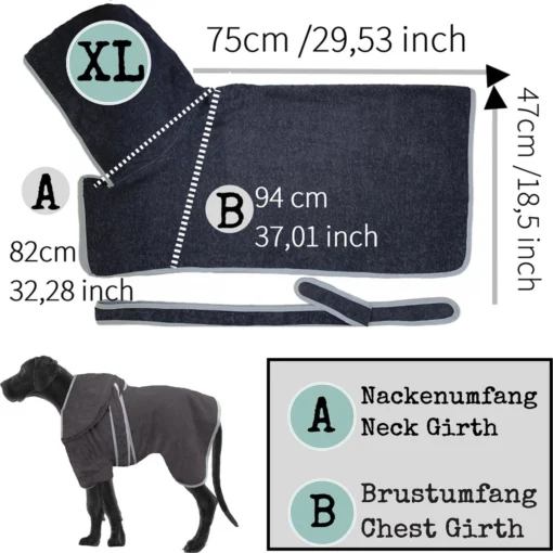 HOMELEVEL Hondenbadjas Van Zachte Badstof - Absorberende Hondenhanddoek Van Katoen Met Klittenband - Maat XL In Antraciet -Dierenwinkel 1199x1200 9