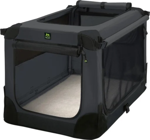 Maelson Soft Kennel - Robuuste Hondenbench Van Zacht Materiaal - Opvouwbare Kennel Met Stevig Stalen Binnenframe - Zwart/antraciet - XXS / XS / S / M / L / XL / XXL - 92 L -Dierenwinkel