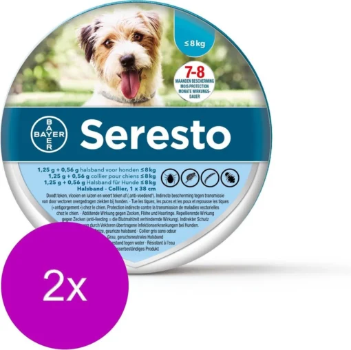 Seresto Teken- En Vlooienband Small - Anti Tekenmiddel - 2 X 38 Cm Tot 8 Kg -Dierenwinkel