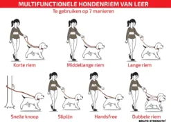 Multifunctionele Hondenriem - 220cm - Bruin - Leren Hondenriem - 100% Volnerfleer - Hondenriem Leer - Leiband Hond -Dierenwinkel 1200x853